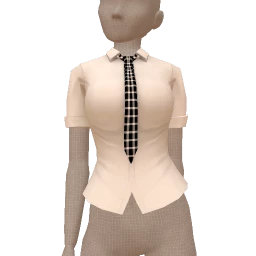 Yume Collegiate Chic Blouse With Black And White Chequered Tie