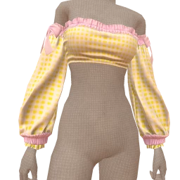 Yume Yellow Gingham Ruffled Bow Sleeved Top