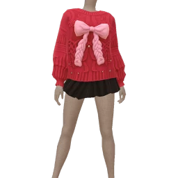 Yume Bow Chunky Knit Sweater Outfit