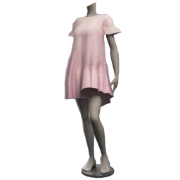 Faux Pearls Ruffles Casual Dress - Pig Pink