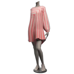 Striped Tunic Mini Dress - Cherry Red