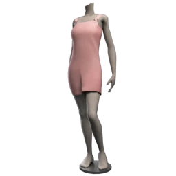 Square Faux Suede Dress - Pink Bubblegum