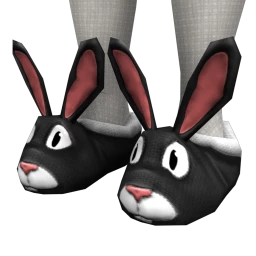 Fluffy Bunny Slippers - Black