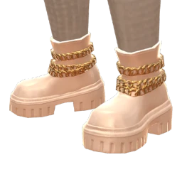 Foal Beige Ankle Boots With Gold Chain