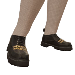 Ikon Black Loafers With Gold Chain Detail