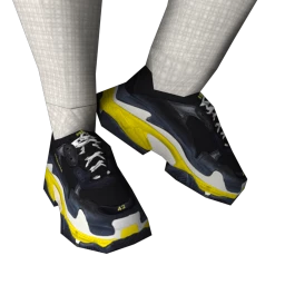 BALENCIAGA - Black & Yellow Triple S Sneakers