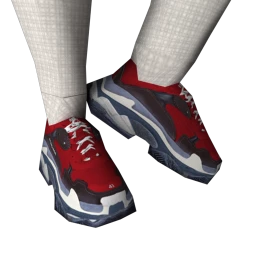 BALENCIAGA - Red & Black Triple S Sneakers