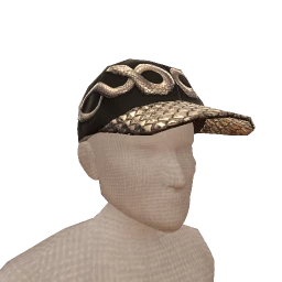 Cosmos Black Leather Silver Snake Cap