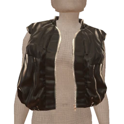 Front Row Glossy Cropped Black Sleeveless Jacket