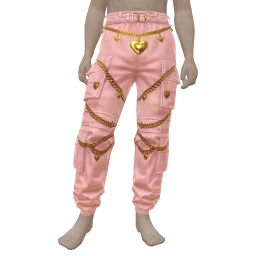Cloud Nine Pink Statement Pants With Gold Heart Chains