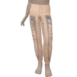 USAesthetics Cream Denim Panelled Chain Trousers