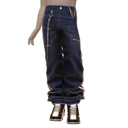 Drop Science Blue Denim Silver Chain Trousers