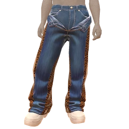 Drop Science Blue Denim Jeans With Leopard Side Panels