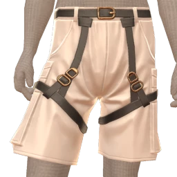 Front Row Soft White Leather Shorts With Belt Harness
