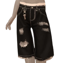 USAesthetics Wide Leg Black Denim Jorts