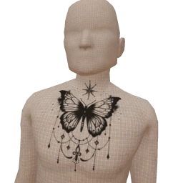 Flutter By Butterfly Chest Tattoo