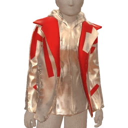 Drop Science Silver And Red Oversized Patch Top