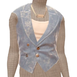 Cloud Nine Light Blue Velvet Classy Vest With Necklace