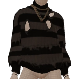 Delirious Striped Grunge Sweater With Holes
