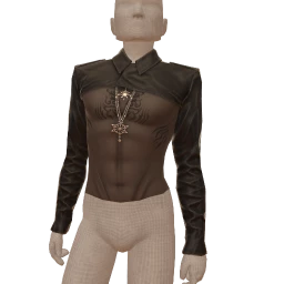 Delirious Leather Biker Top With Sheer Shirt