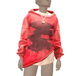 Drop Science Relaxed Red Hoodie With Silver Necklace
