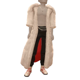 Drop Science Long White Fur Coat Outfit