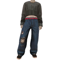 Drop Science Dark Grey Cropped Tee With Ripped Jeans