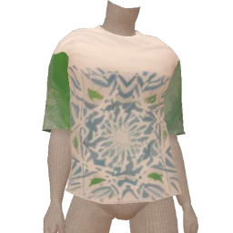 Foal Green And White Hand Painted T-Shirt