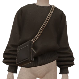 Drop Science Black Fluffy Sweater With Chain Bag