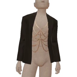 Front Row Black Blazer With Silver Chains And Skull