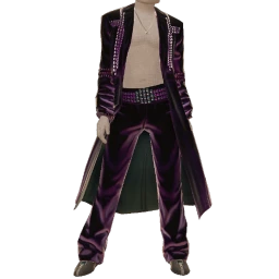 Ikon Elite Purple Velvet Long Jacket Suit With Silver Decor 