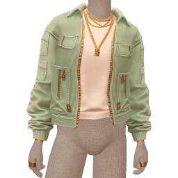 Ikon Creamy Green And Gold Utility Jacket