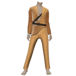 Ikon Gold Ritual Suit With Black Trim Detail