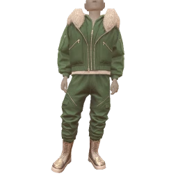 Ikon Pixel Green Puffer With Ruched Pants