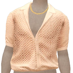 Mahiki Cream Crochet Short Sleeved Shirt