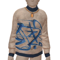 Prevail White Blue Scribble Jumper