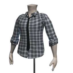 Checked Shirt with Black Tie