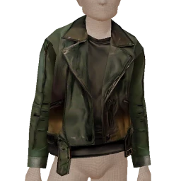 Foal Green Leather Biker Jacket