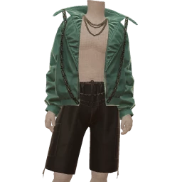USAesthetics Green Rain Jacket And Satin Shorts