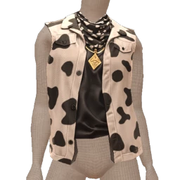 USAesthetics Cow Print Vest With Foulard & Necklace