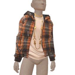 Drop Science Orange And Navy Check Hoodie