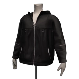 Hooded Zip Up Utility Jacket - Black