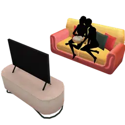 Mod Cozy Popcorn Spot Couch And TV - Interactive