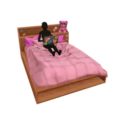 Mod Pink Comfy Bed With Laptop - Interactive