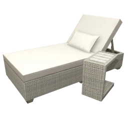 New Haven Chaise Outdoor Wicker Patio Furniture With Side Table