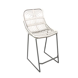 Buton Bar Stool, White