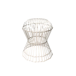 Woven Rattan Hourglass Stool, White