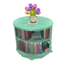 Cosmos Whimsical Round Bookcase With Tulips