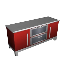 Sleek Kitchen Island - Red