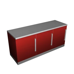 Sleek Kitchen Triple Cupboard - Red